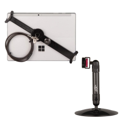 Combination-secured universal adapter with MagConnect single-arm desktop tablet holder