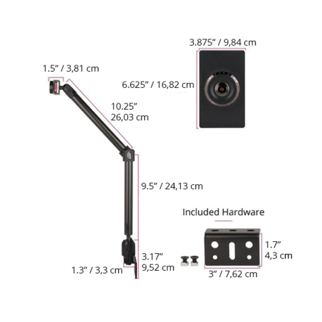 Support Tablettes Fix. Rail Fauteuil Roulant avec Module Adhésif Universel - The Joy Factory - Fibre de carbone - MNU514