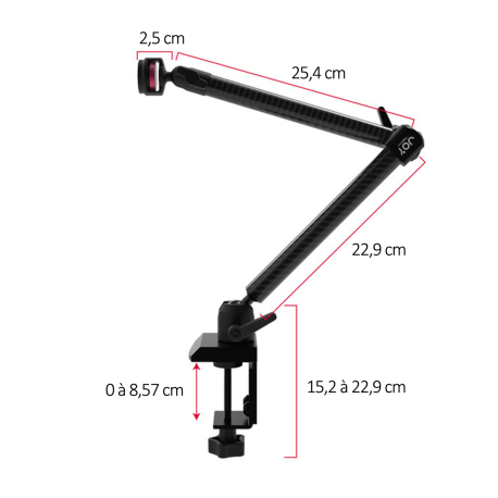 Module Adhésif VHB aXtion MP et dragonne adaptation MagConnect - Support fixation étau à 2 bras longs