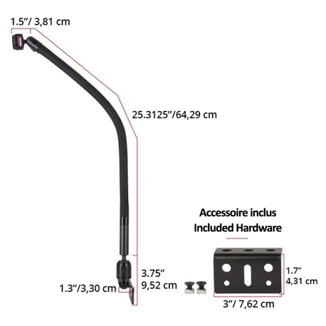 Support fixation sur rail fauteuil roulant à double bras longs MagConnect - Wheelchair